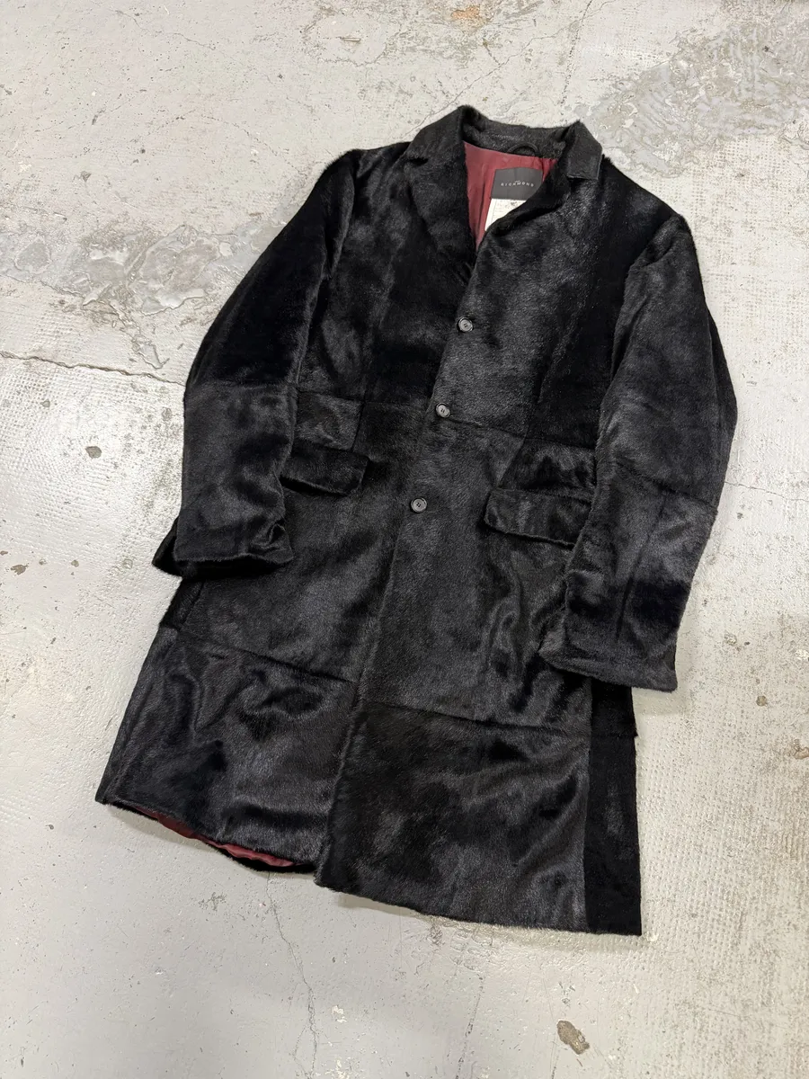 AW2002 John Richmond Black Pony Hair Leather Long Jacket - Image 2