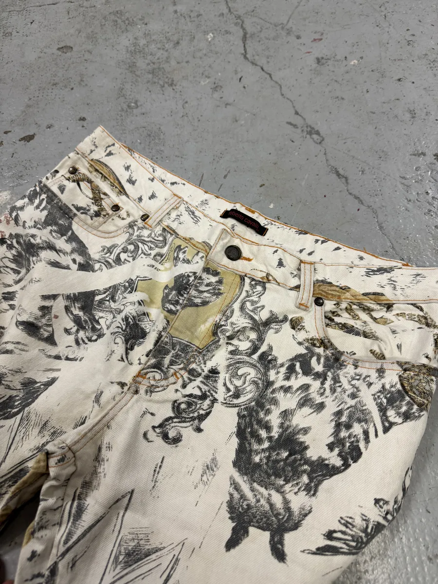 AW2002 Roberto Cavalli Fantasy Astro White Pants - Image 9