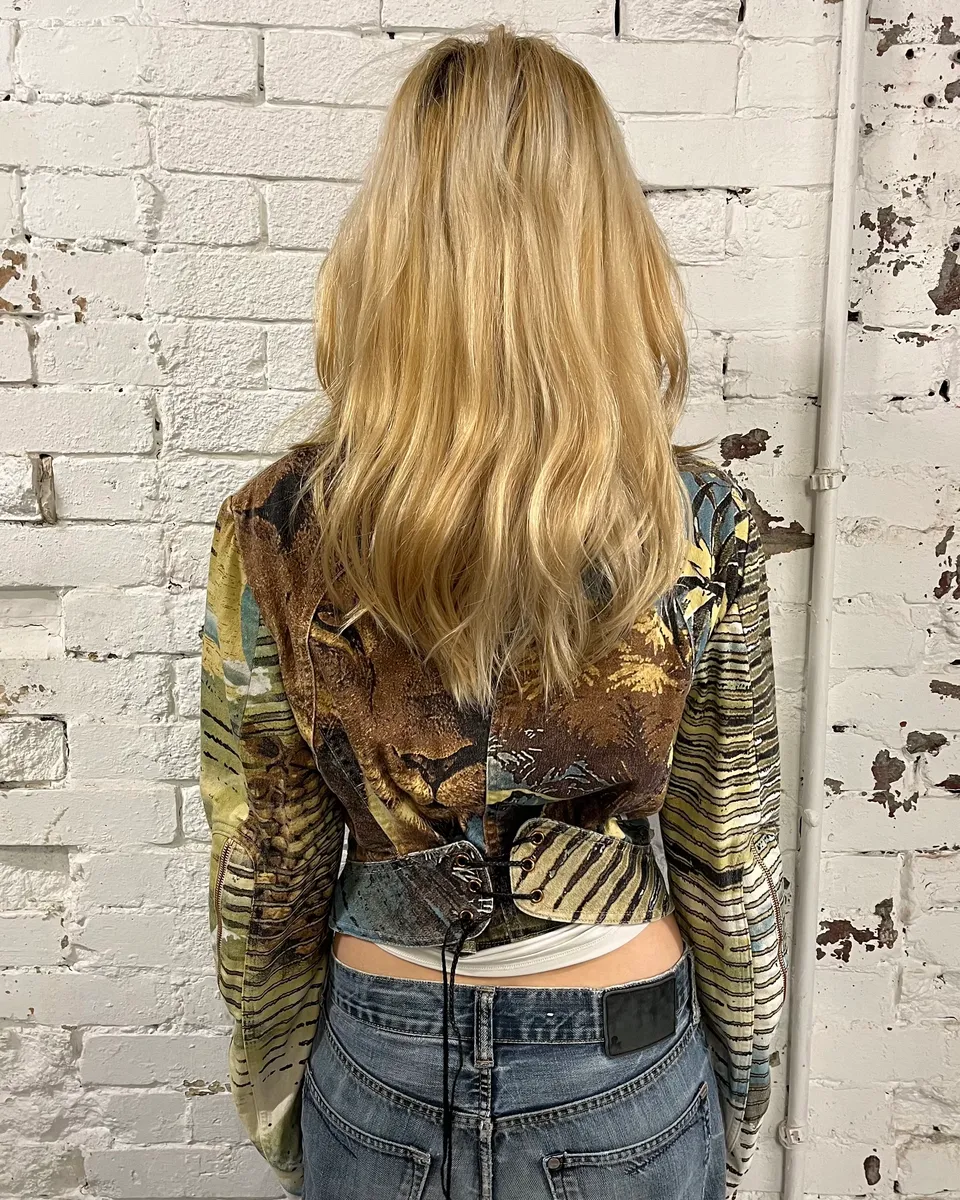 AW2002 Roberto Cavalli Lion Savana Lines Cropped Blue Jacket - Image 4