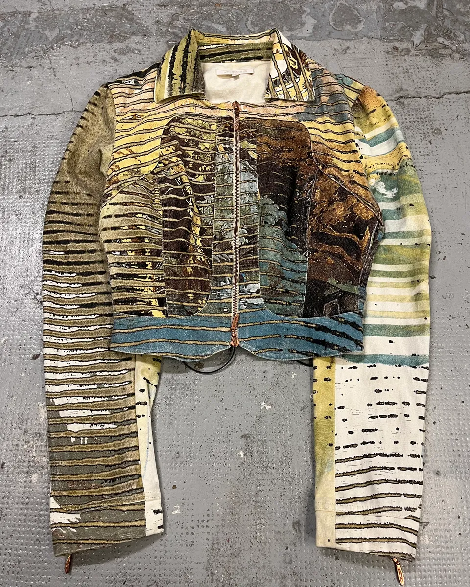 AW2002 Roberto Cavalli Lion Savana Lines Cropped Blue Jacket - Image 5