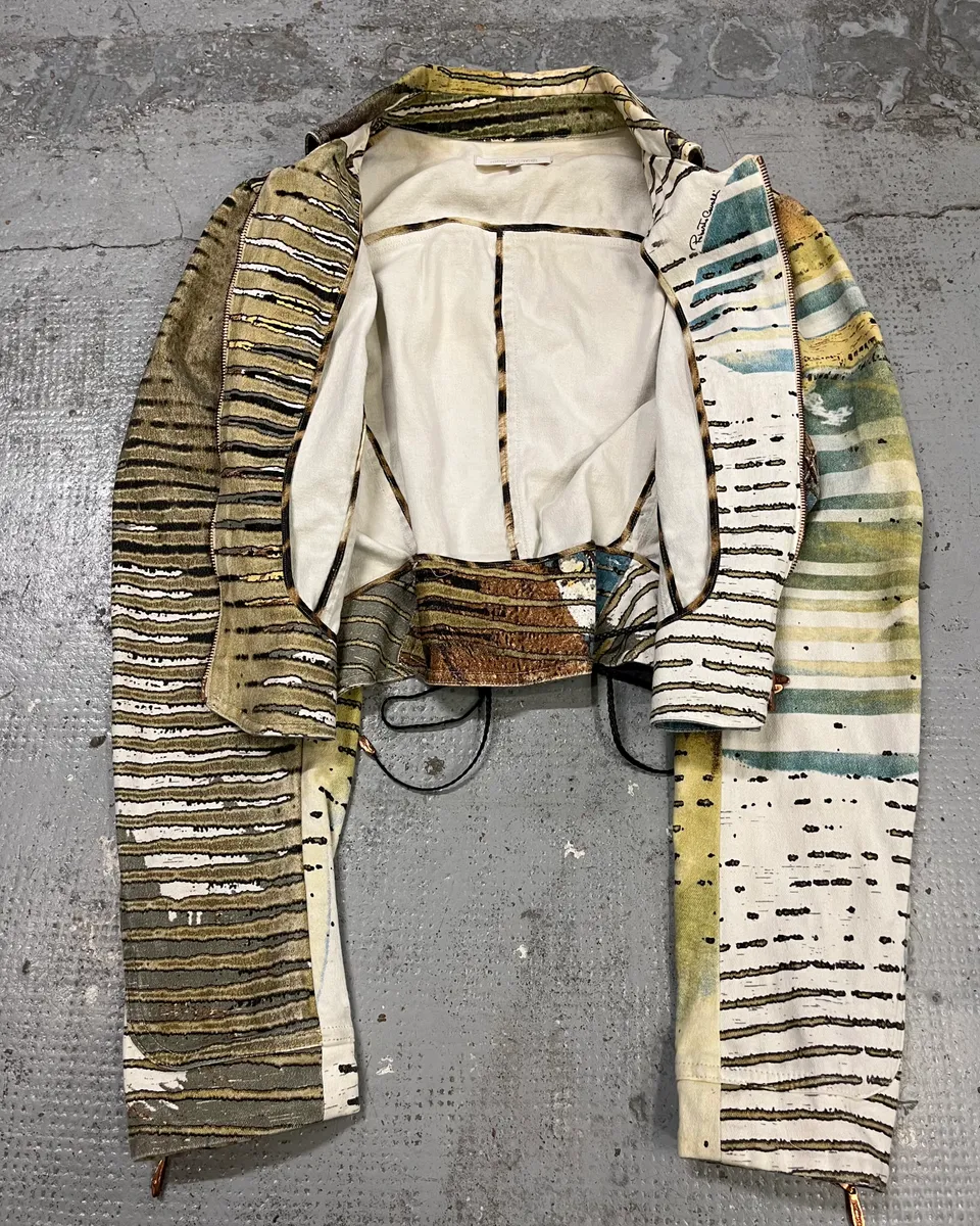 AW2002 Roberto Cavalli Lion Savana Lines Cropped Blue Jacket - Image 8