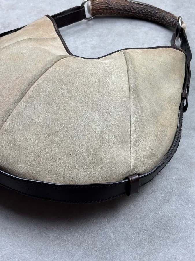 AW2002 Yves Saint Laurent Beige Leather Mombasa Horn Handle Bag - Image 11