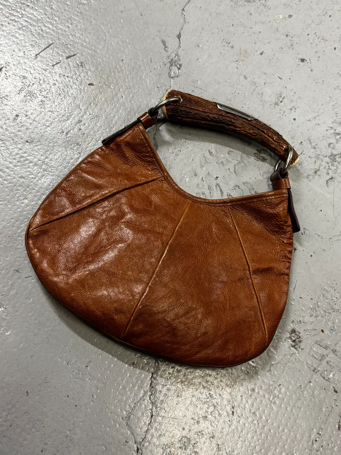 AW2002 Yves Saint Laurent Brown Mini Mombasa Leather Handle Bag - Image 7