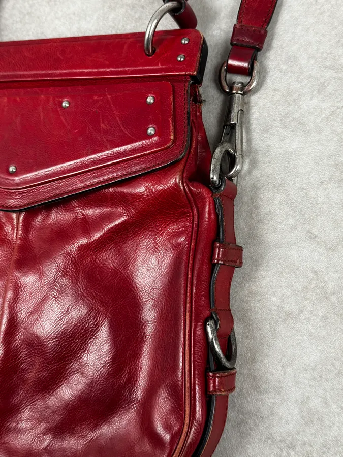 AW2002 Yves Saint Laurent Red Leather Shoulder Bag - Image 8