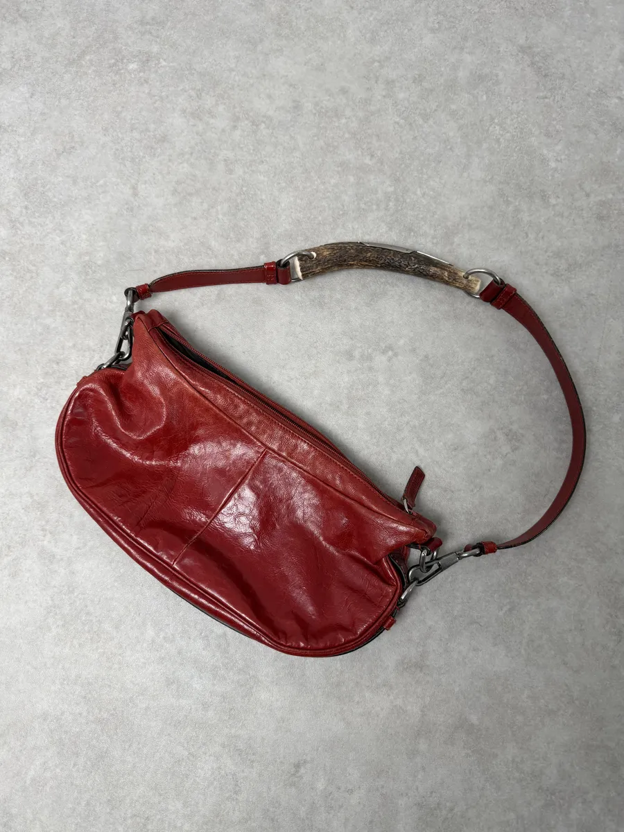AW2002 Yves Saint Laurent Rouge Leather Mombasa Crossbody Bag - Image 5