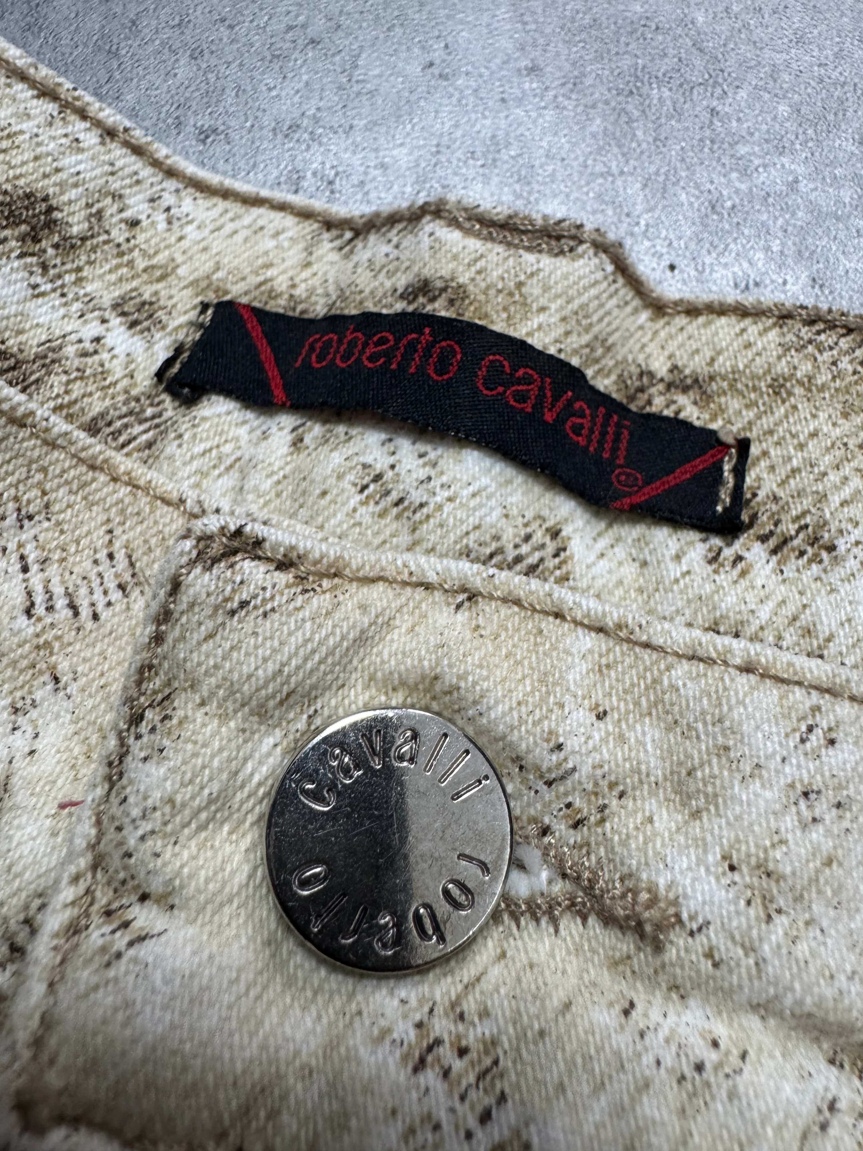 AW2002/03 Roberto Cavalli Jaguar White Faded Pants - Image 5