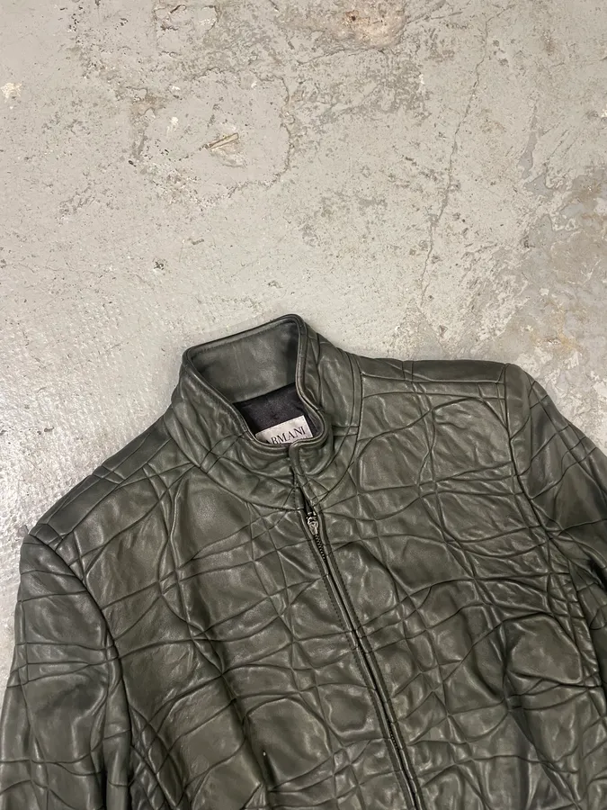 AW2003 Armani Collezioni Contemporary Lined Leather Zip-up Jacket - Image 5