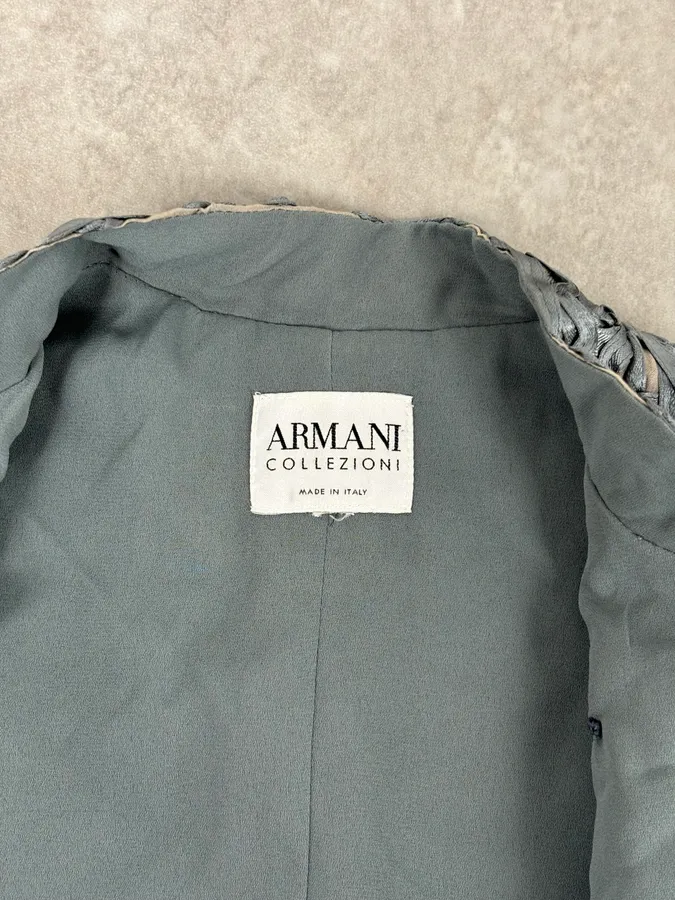 AW2003 Armani Collezioni Grey Royal Floral Asymmetrical Jacket - Image 10