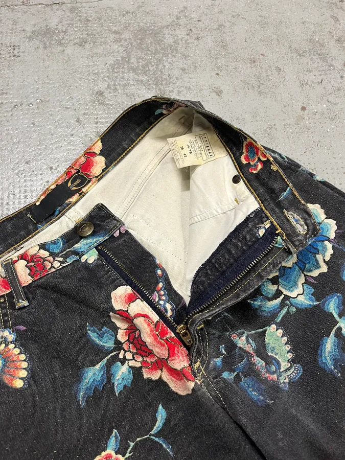 AW2003 Cavalli Asian World Flowers Grey Denim Jeans - Image 12
