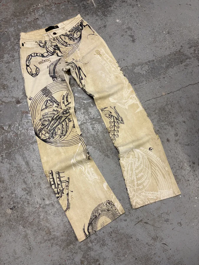 AW2003 Cavalli Astrology Beige Deus Pants - Image 3