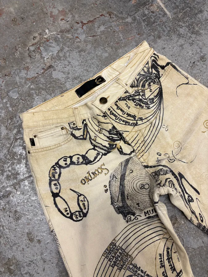AW2003 Cavalli Astrology Beige Deus Pants - Image 4