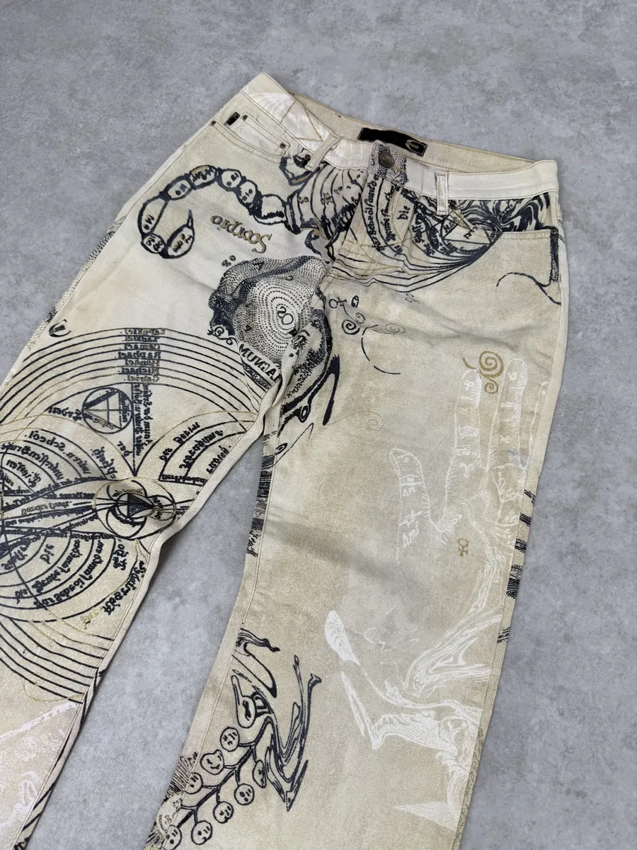 AW2003 Cavalli Beige Astrology Abstract World Pants - Image 7