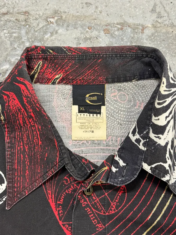 AW2003 Cavalli Black & Red Astrology World Shirt - Image 8