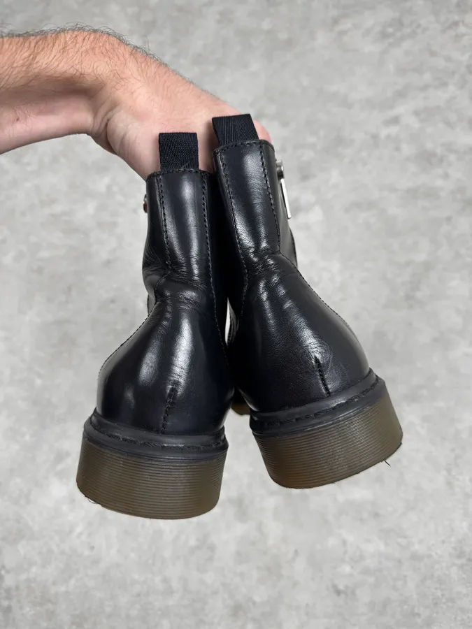 AW2003 Cavalli Black Tornado Zips Leather Boots - Image 4