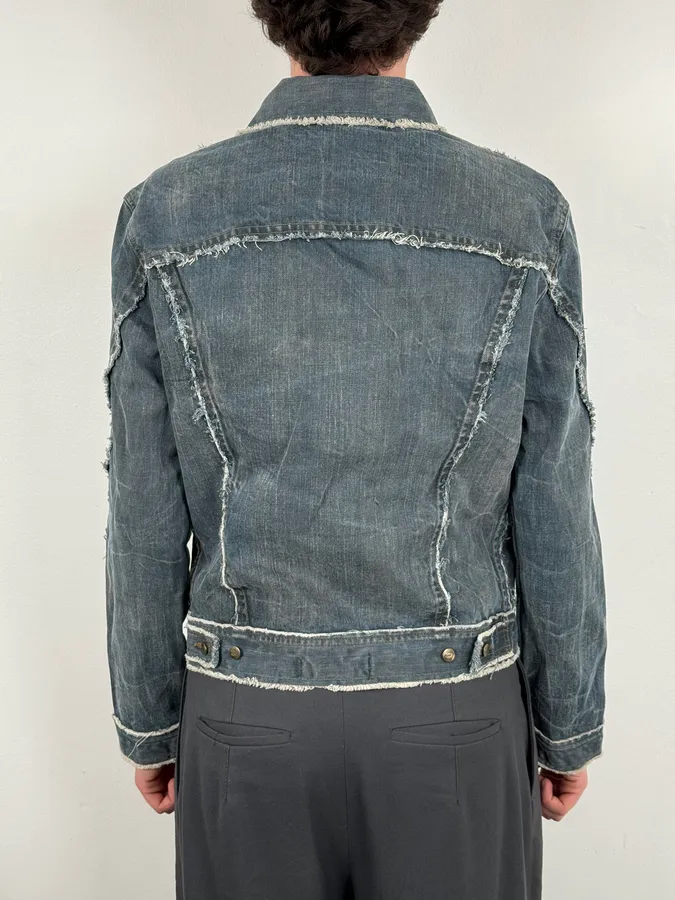 AW2003 Cavalli Blue Eroded Denim Rebel Jacket - Image 3