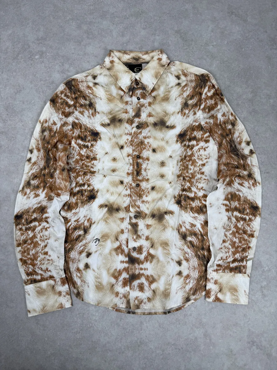AW2003 Cavalli Cow Print Movement White & Brown Shirt