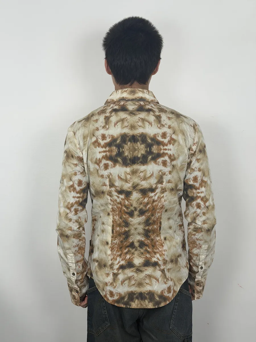 AW2003 Cavalli Cow Print Movement White & Brown Shirt - Image 4