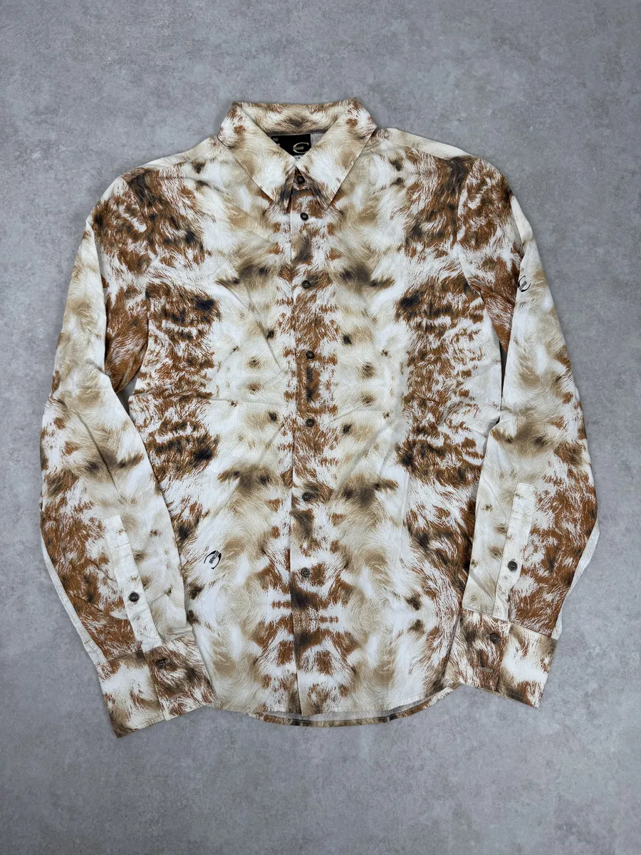 AW2003 Cavalli Cow Print Movement White & Brown Shirt - Image 5