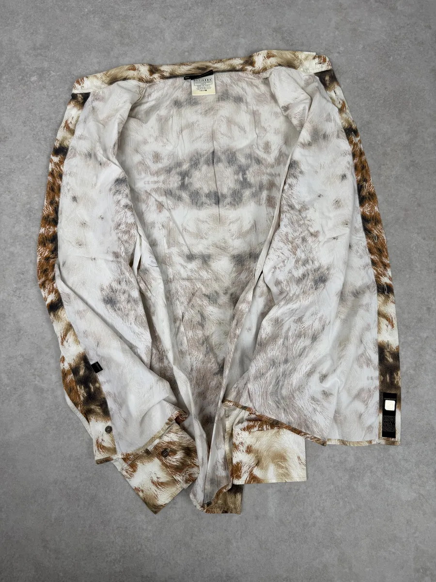 AW2003 Cavalli Cow Print Movement White & Brown Shirt - Image 9