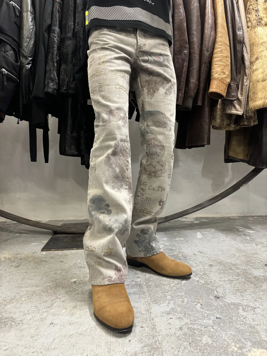 AW2003 Cavalli Grey Asian World Crazy Denim Jeans - Image 2