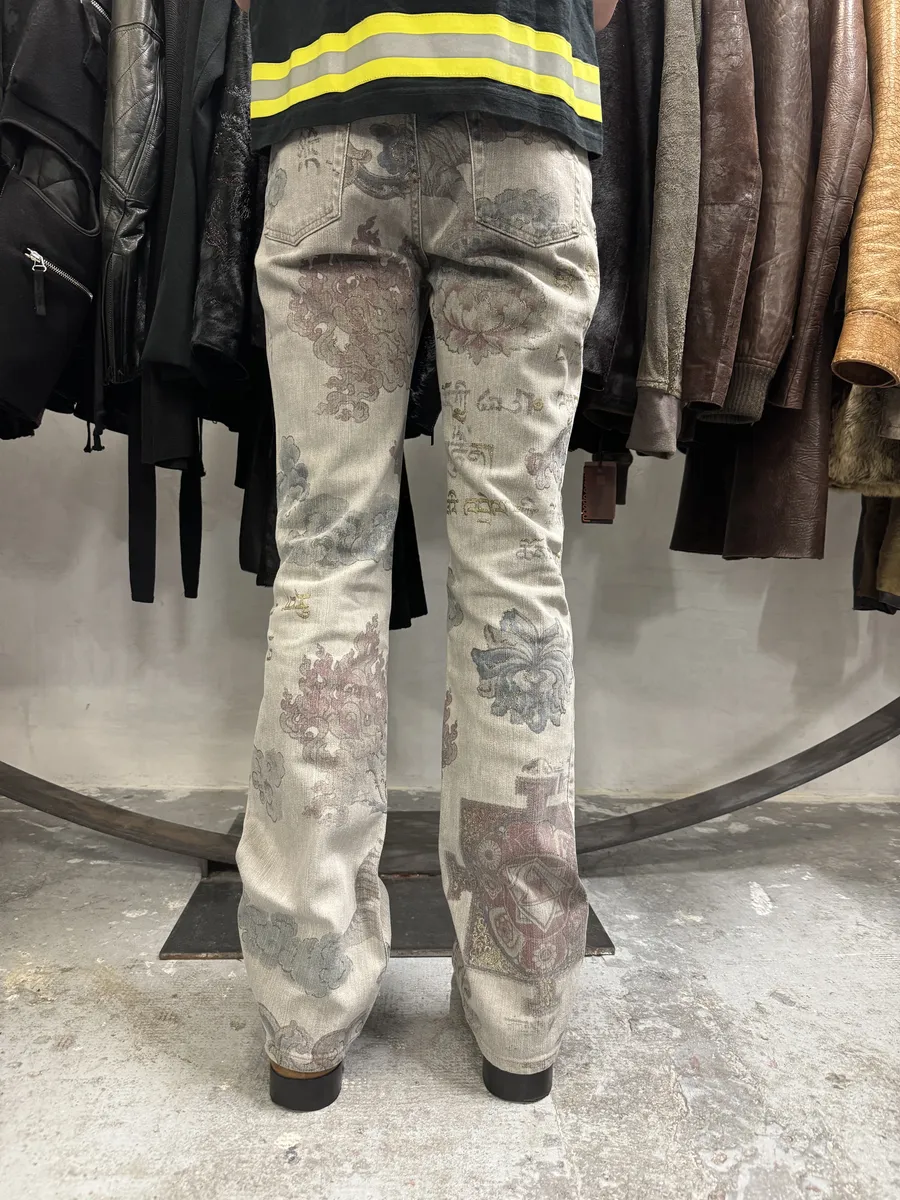 AW2003 Cavalli Grey Asian World Crazy Denim Jeans - Image 3