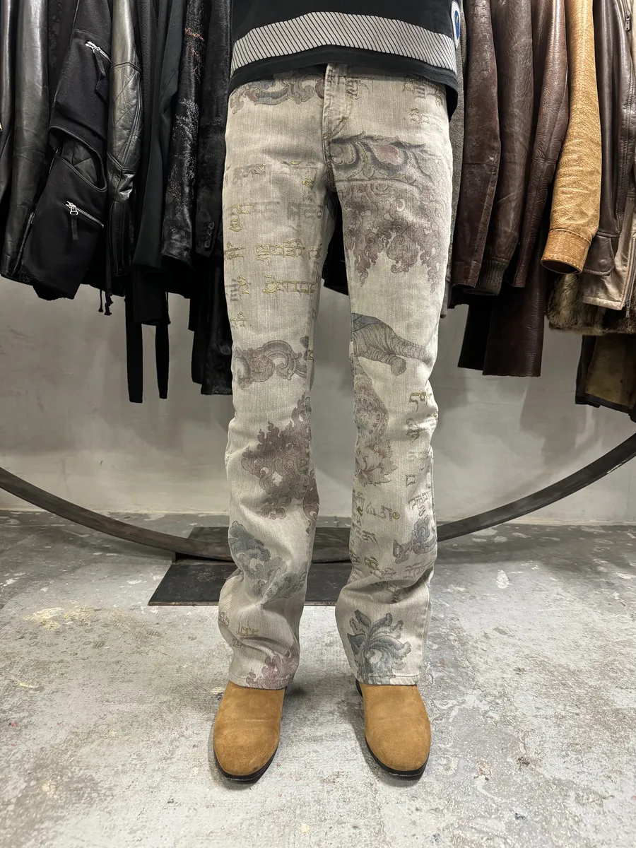 AW2003 Cavalli Grey Asian World Crazy Denim Jeans - Image 5