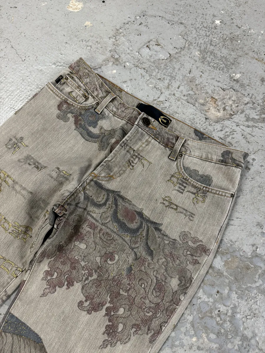AW2003 Cavalli Grey Asian World Crazy Denim Jeans - Image 6