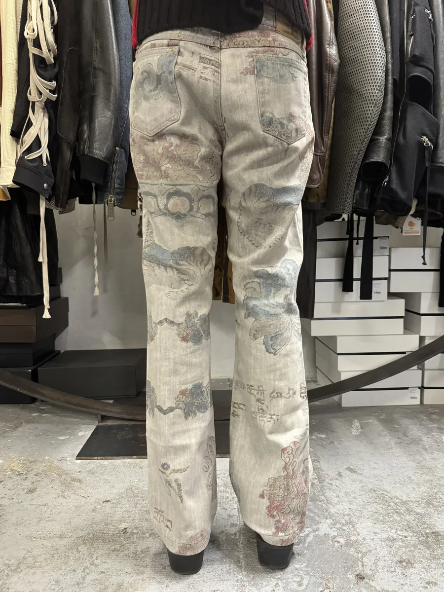 AW2003 Cavalli Grey Asian World Fantasy Denim Jeans - Image 4