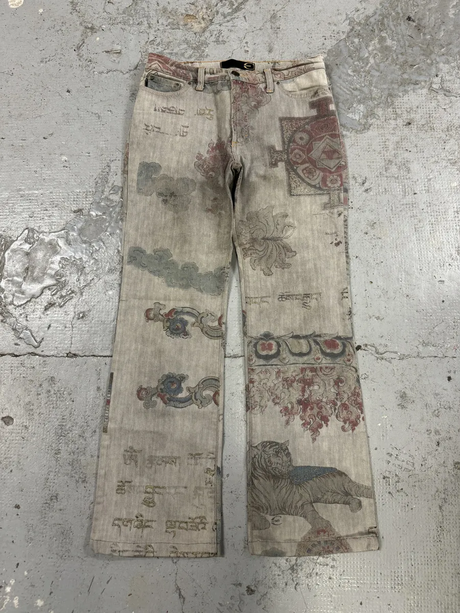 AW2003 Cavalli Grey Asian World Fantasy Denim Jeans - Image 7