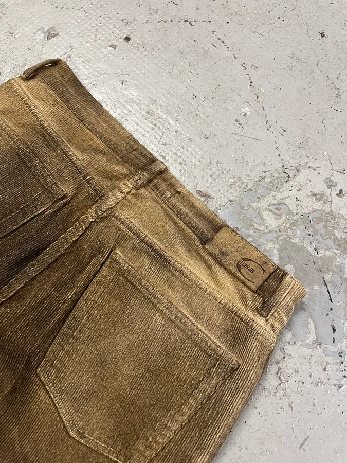 AW2003 Cavalli Overprint Velvet Brown Pants - Image 9