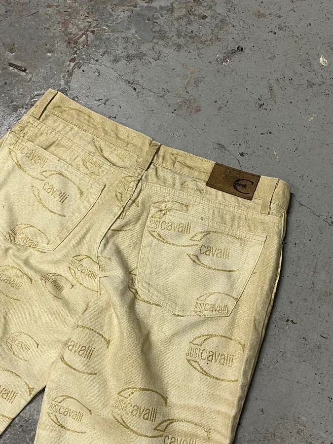 AW2003 Cavalli Propaganda Beige Logo Pants - Image 9