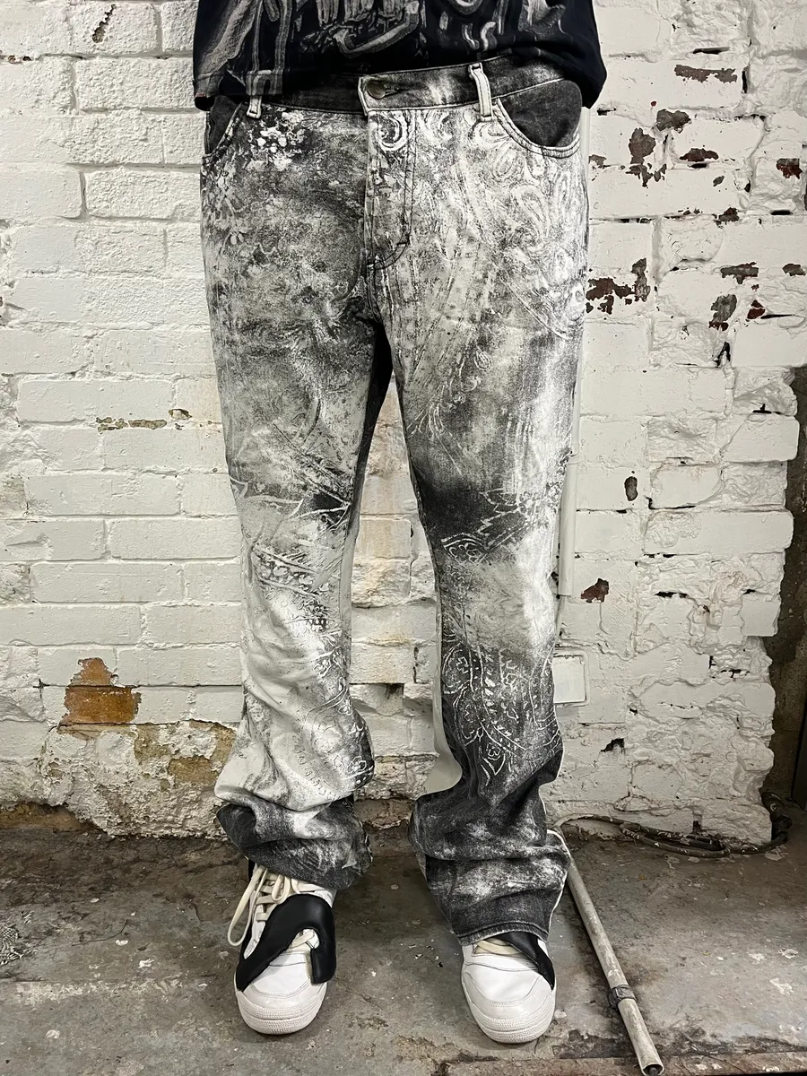AW2003 Cavalli Spiritual Astro Black & White Pants - Image 2