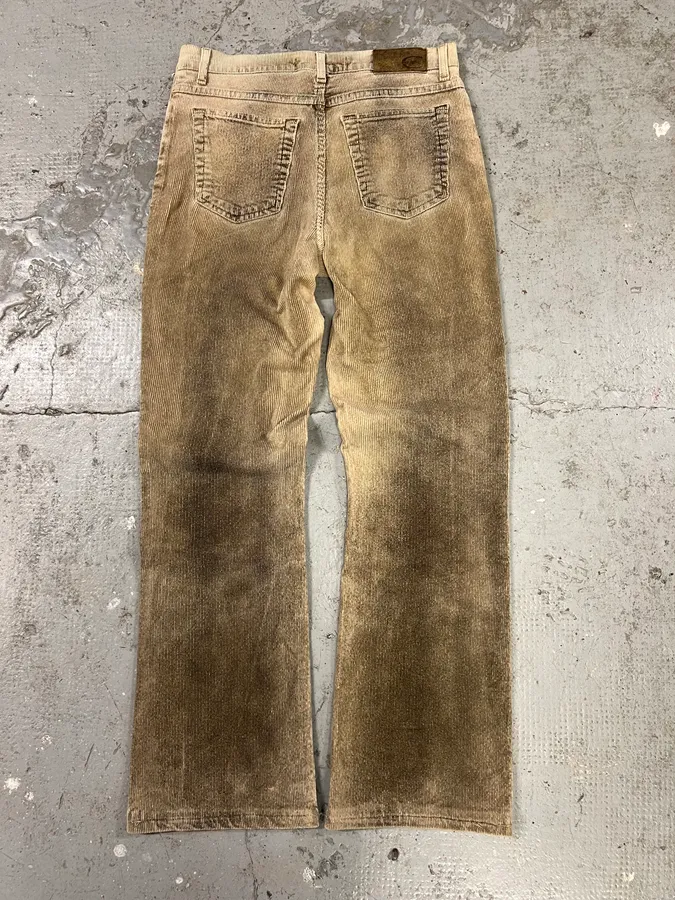 AW2003 Cavalli Waxed Velvet Beige Flaired Pants - Image 5