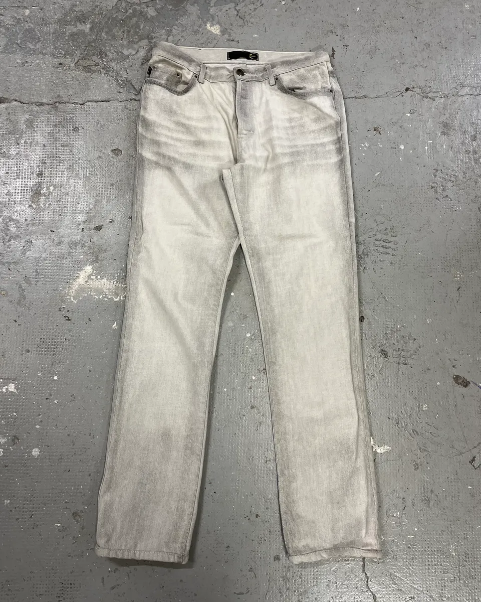 AW2003 Cavalli White & Grey Faded Straight Pants