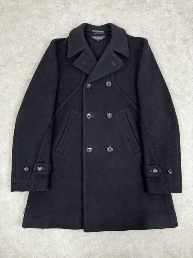 AW2003 Comme des Garçons Homme Plus Black Wool Officer Coat