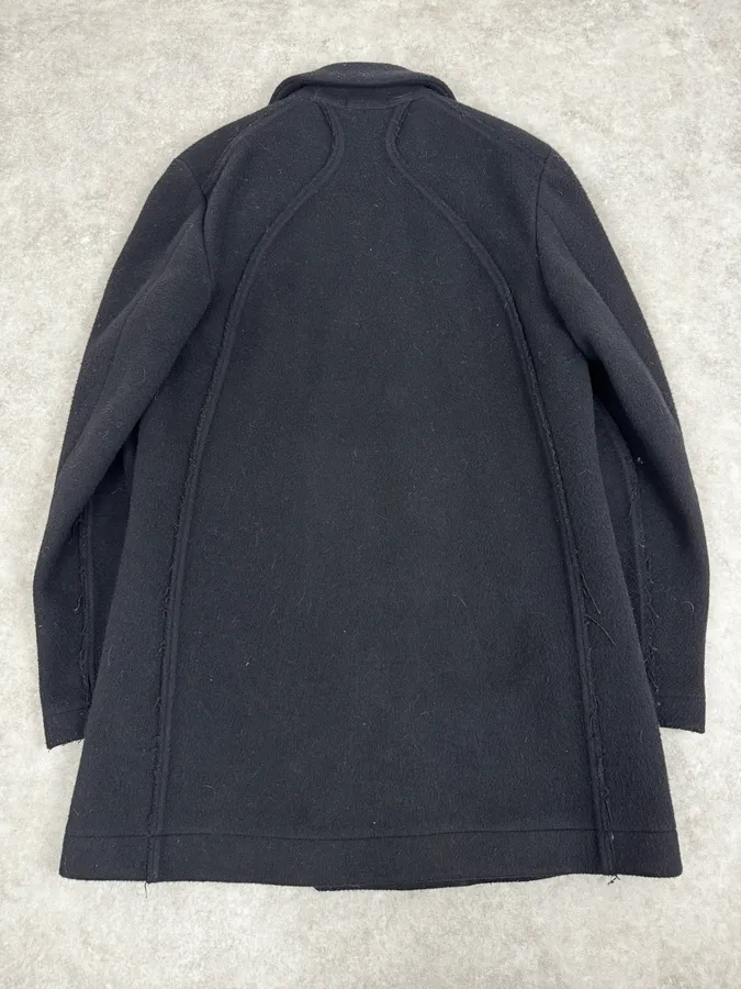 AW2003 Comme des Garçons Homme Plus Black Wool Officer Coat - Image 4