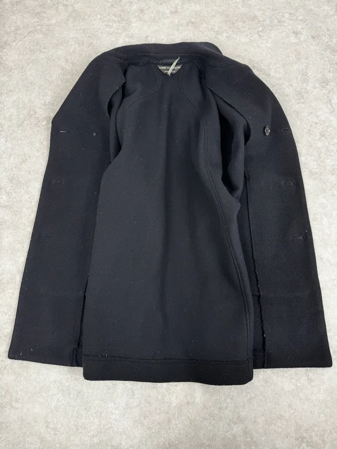 AW2003 Comme des Garçons Homme Plus Black Wool Officer Coat - Image 7