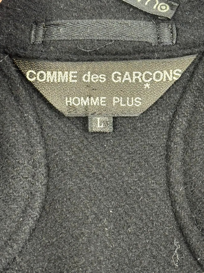 AW2003 Comme des Garçons Homme Plus Black Wool Officer Coat - Image 9