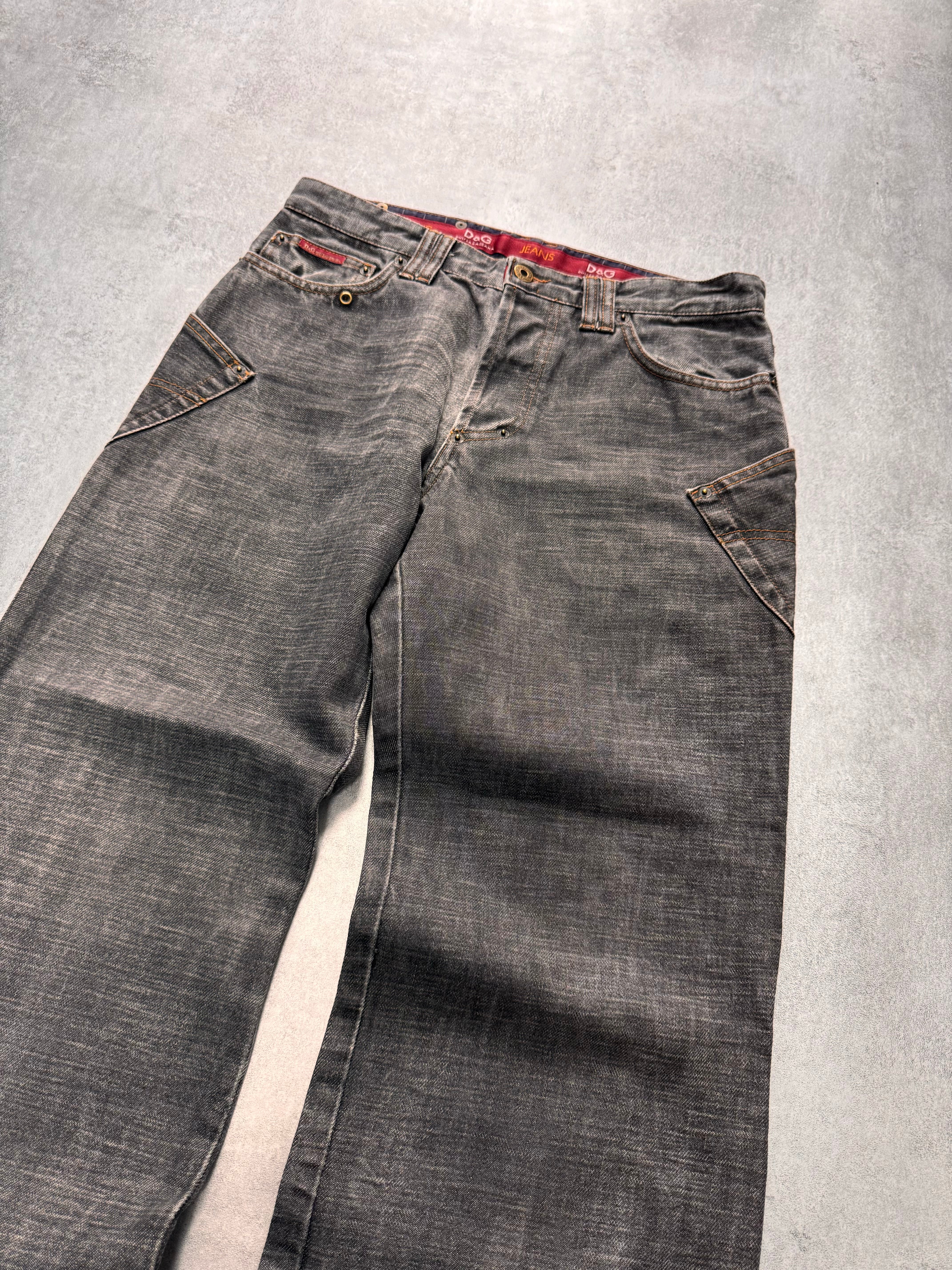 AW2003 Dolce & Gabbana Raw Grey Denim Jeans - Image 2