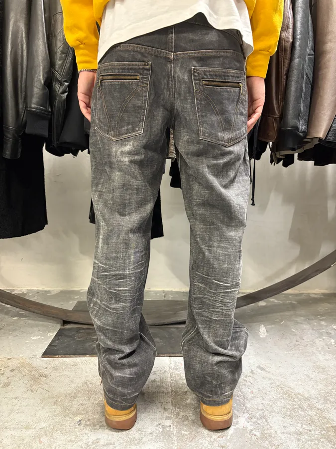 AW2003 Dolce & Gabban Grey Double Waisted Faded Denim Jeans - Image 5