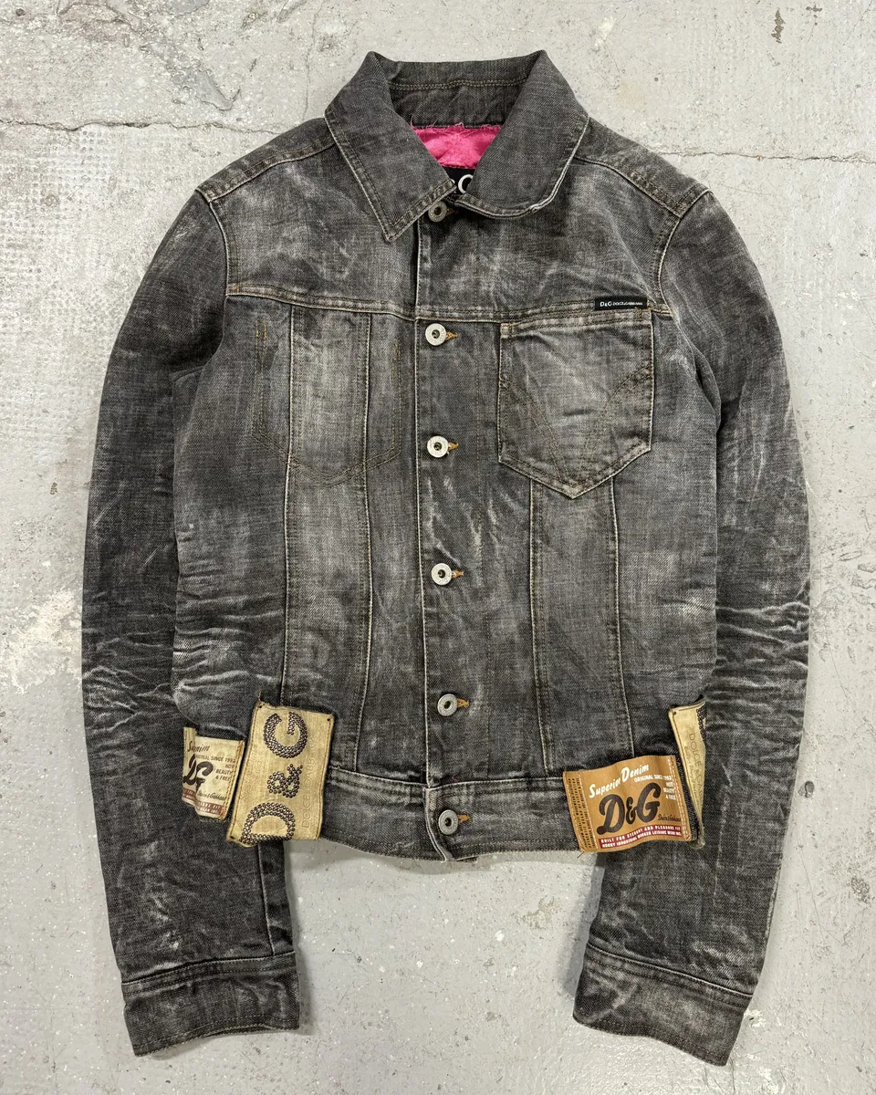 AW2003 Dolce & Gabbana Archive Tags Grey Raw Denim Jacket