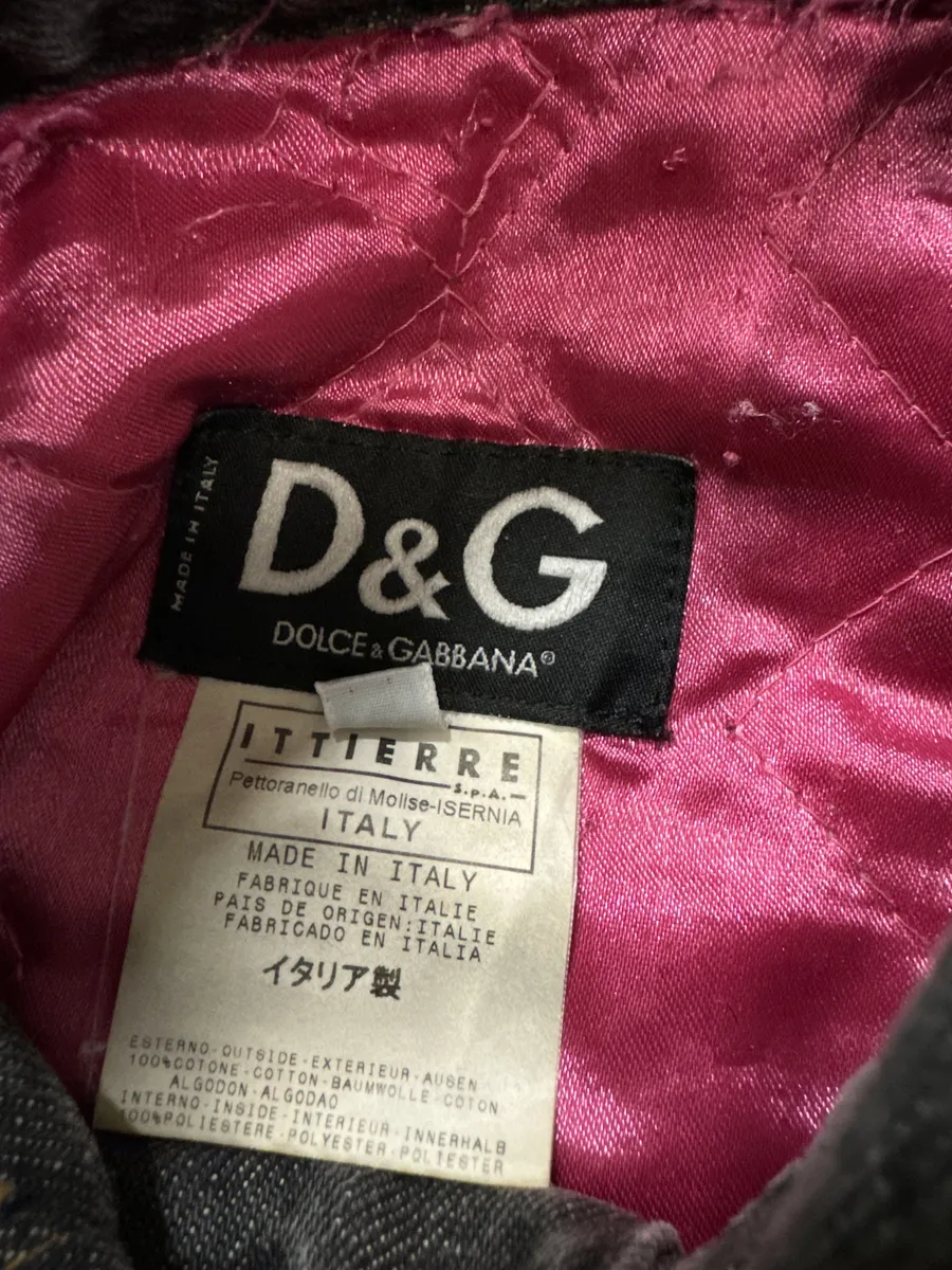 AW2003 Dolce & Gabbana Archive Tags Grey Raw Denim Jacket - Image 13