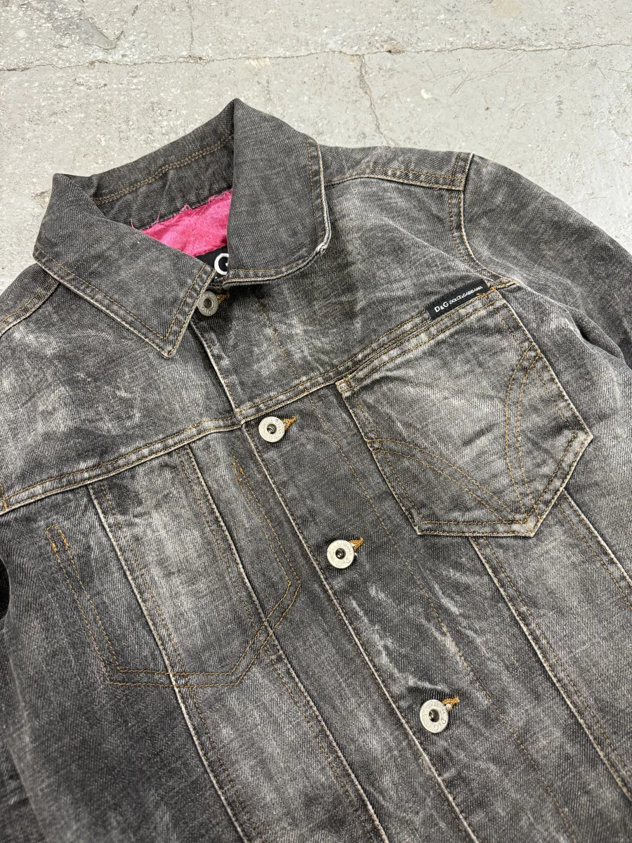 AW2003 Dolce & Gabbana Archive Tags Grey Raw Denim Jacket - Image 7