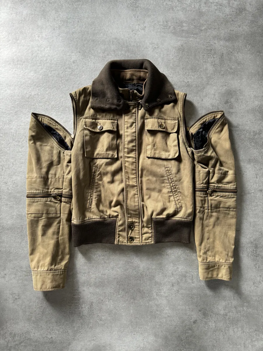 AW2003 Dolce & Gabbana Aviator Army Detachable Zips Jacket - Image 2