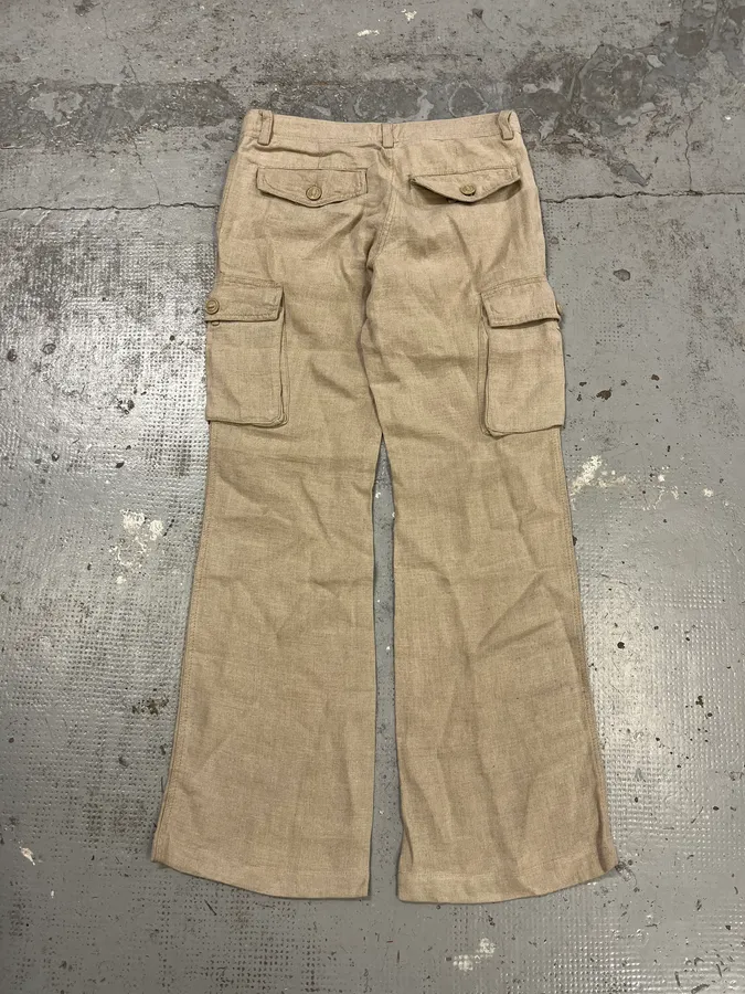 AW2003 Dolce & Gabbana Beige Linen Cargo Pants - Image 8