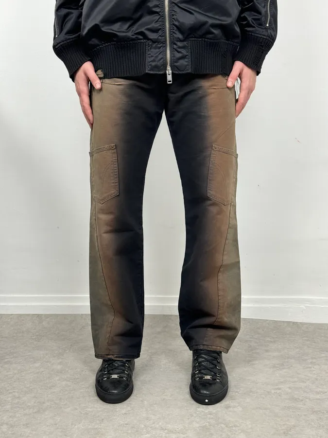 AW2003 Dolce & Gabbana Black & Beige Faded Cargo Pants - Image 2
