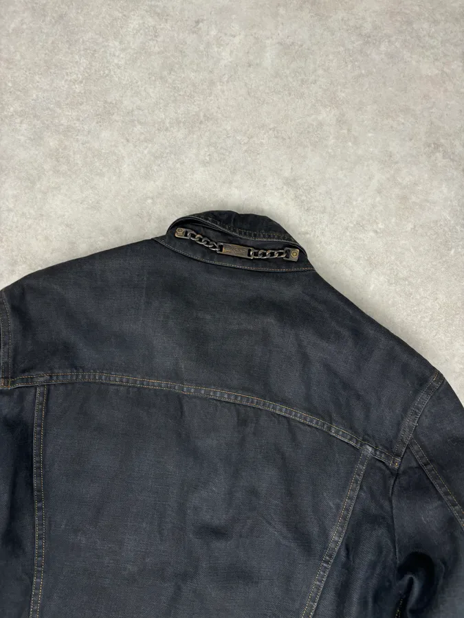 AW2003 Dolce & Gabbana Black Faded Denim Raw Denim Jacket - Image 6