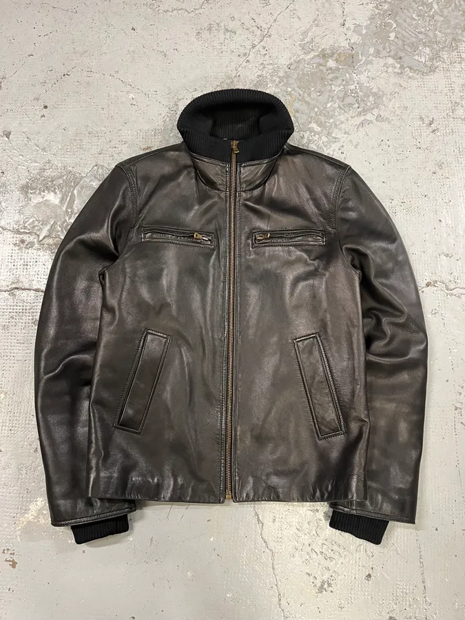 AW2003 Dolce & Gabbana Black Premium Leather Jacket