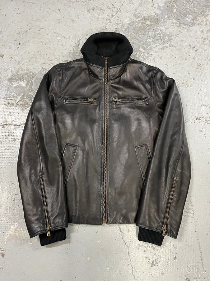 AW2003 Dolce & Gabbana Black Premium Leather Jacket - Image 7