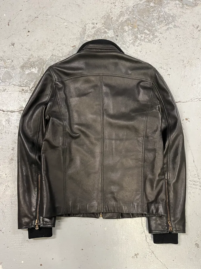 AW2003 Dolce & Gabbana Black Premium Leather Jacket - Image 8